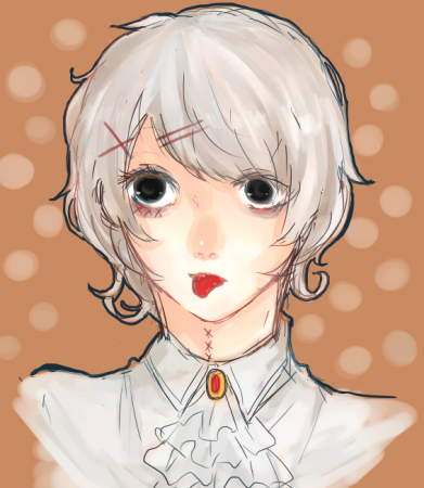 髪の毛を違う塗り方で塗りたかったのかな？練習でした。